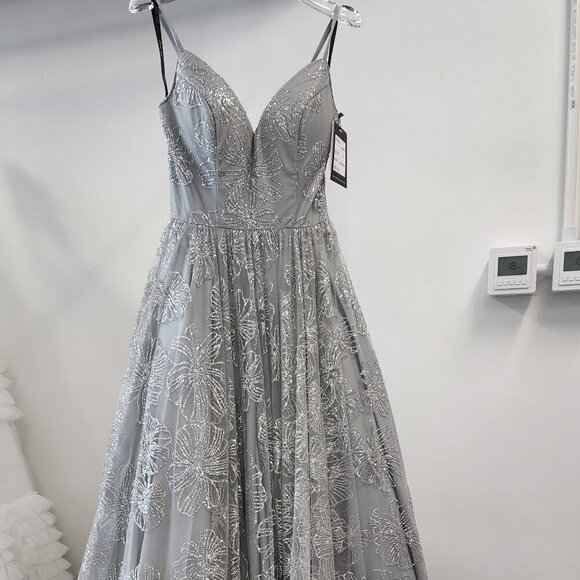 NWT J'Adore Dresses J18022 Prom Dress Gunmetal Size 4 - Picture 5 of 8